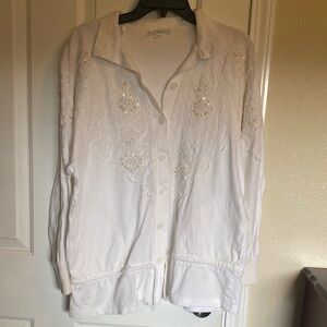 Marissa White Lace Button-Up Shirt